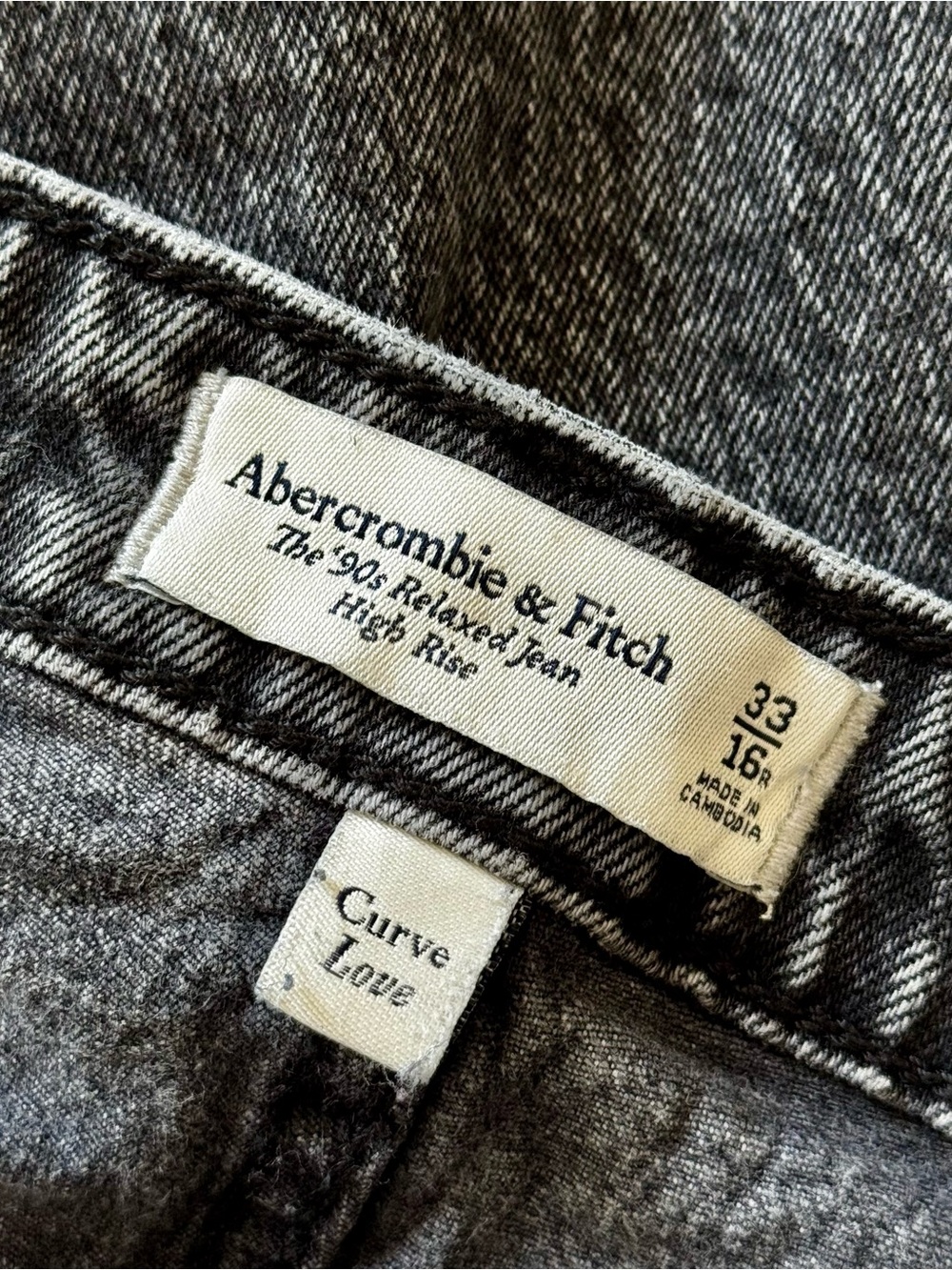 Abercrombie Curve Love High Rise 90s Relaxed Jean, Grey Wash – Size 33 / 16 - Picture 8 of 8